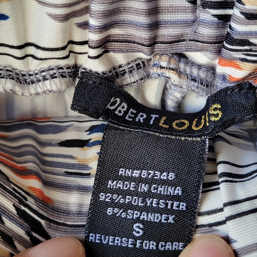 Robert Louis Ivory,Black White Orange Grey Wide Leg Pants, Small POCKETS - Picture 6 of 9